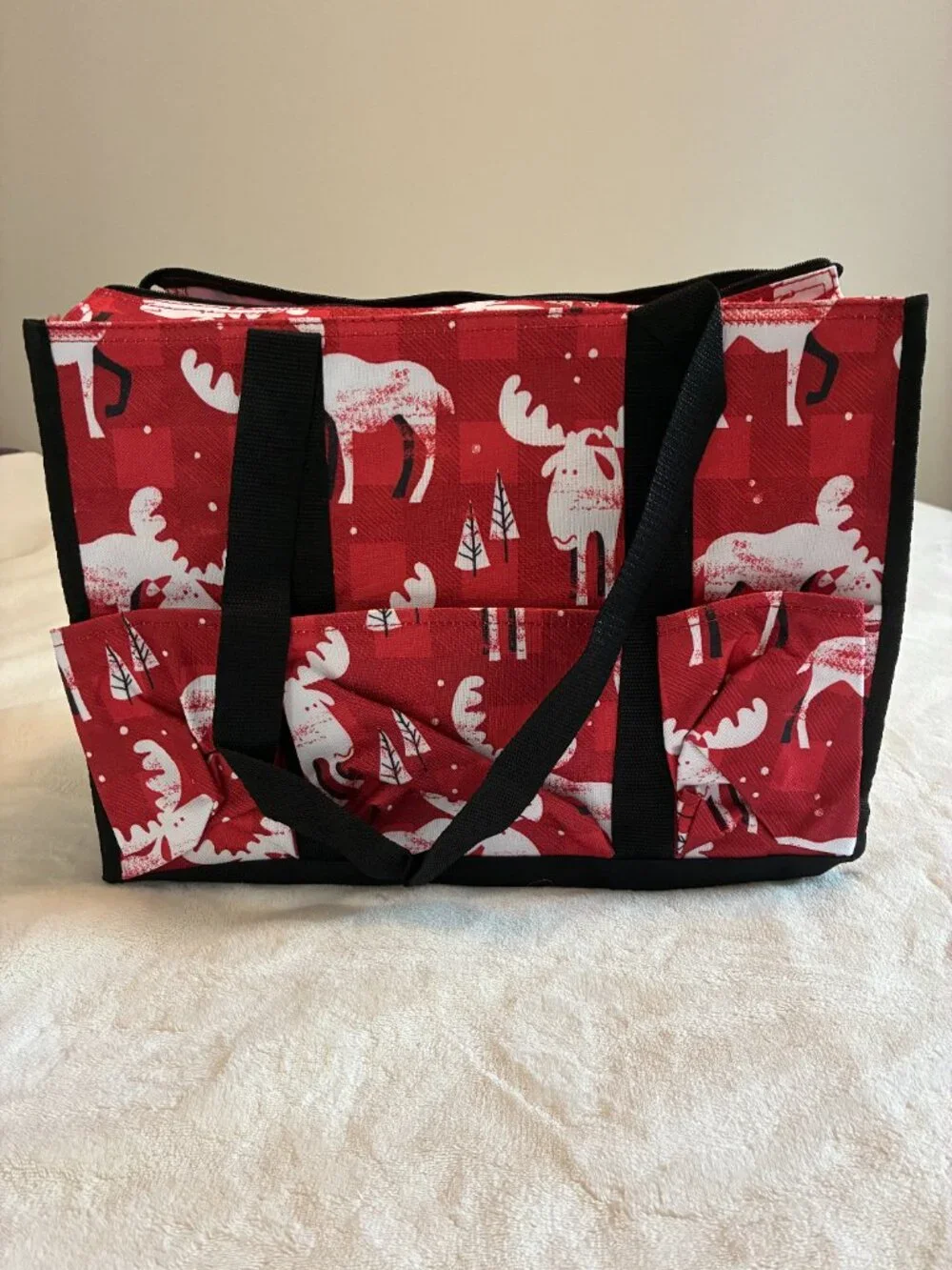 Thirty-One Zip-Top Organizing Utility Tote | Moosin Around Moose Print | NWT